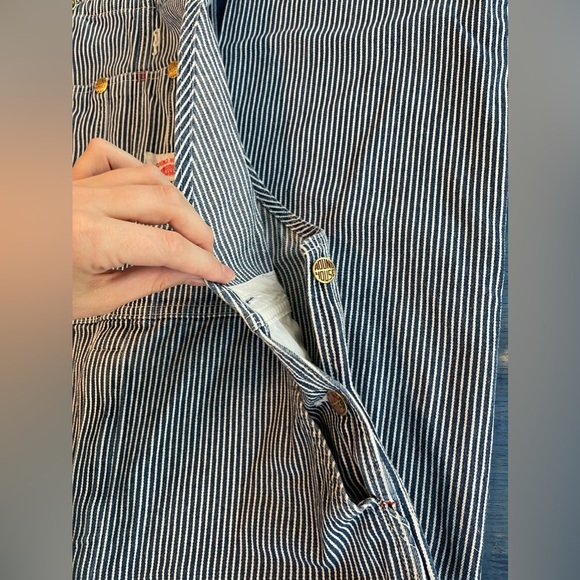 Vintage Round House Striped Denim Overalls 34x30 💙💙💙💙💙 - Picture 6 of 12